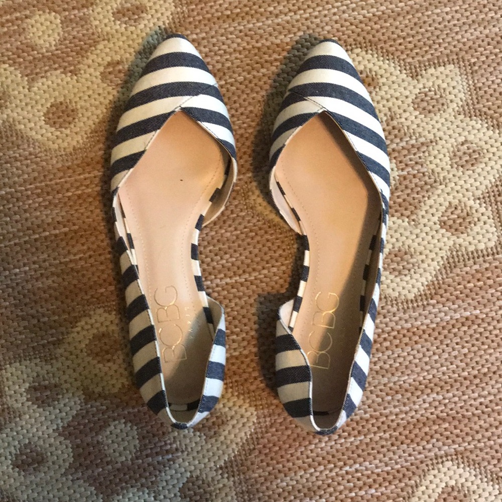 Navy and white flats